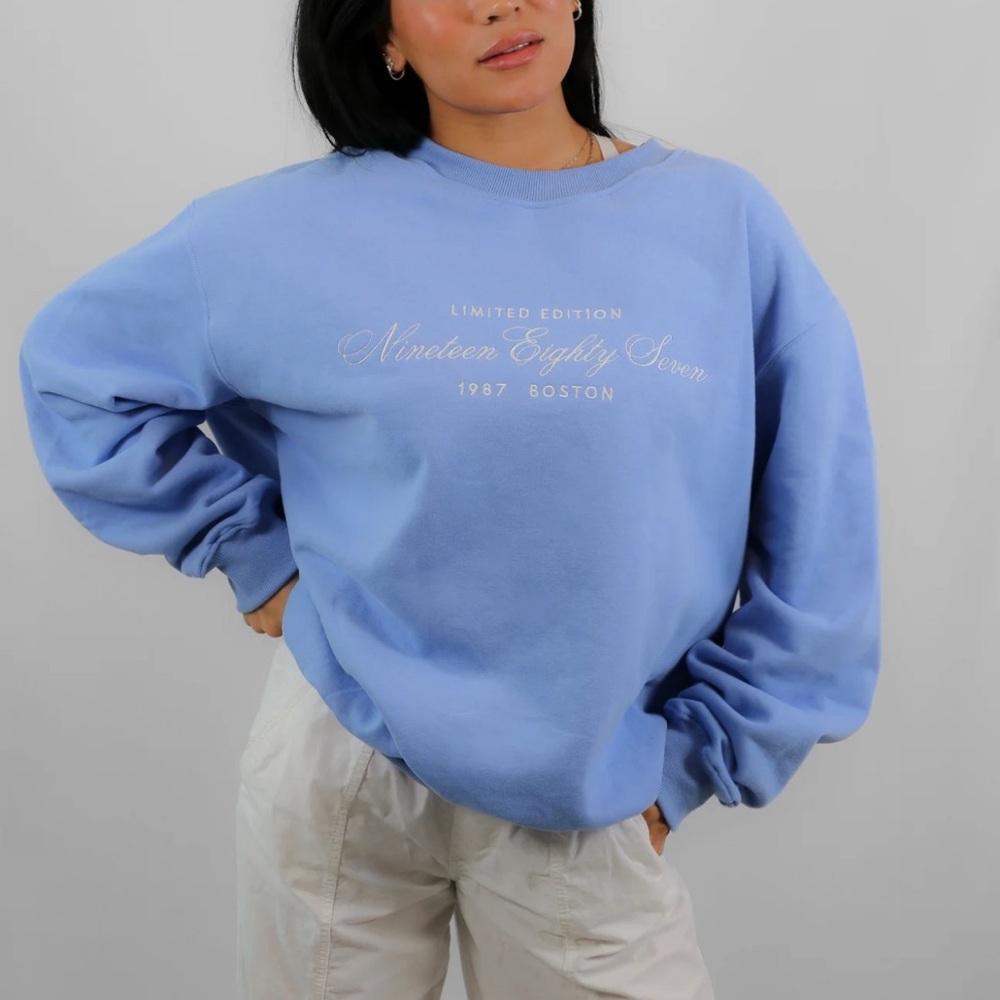 NWOT 1987 the label OLD MONEY CREW IN "HYDRANGEA" crewneck sweatshirt top - Picture 7 of 7